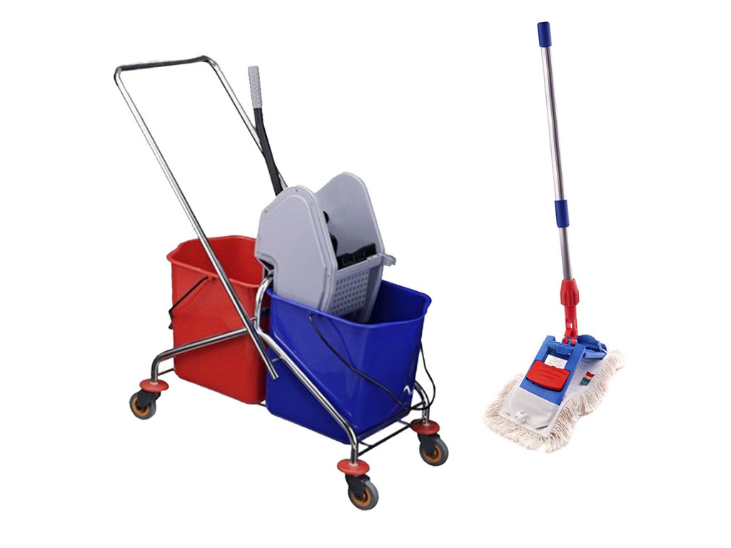 CHROM SET upratovací vozík 2x20l + mop 43CM