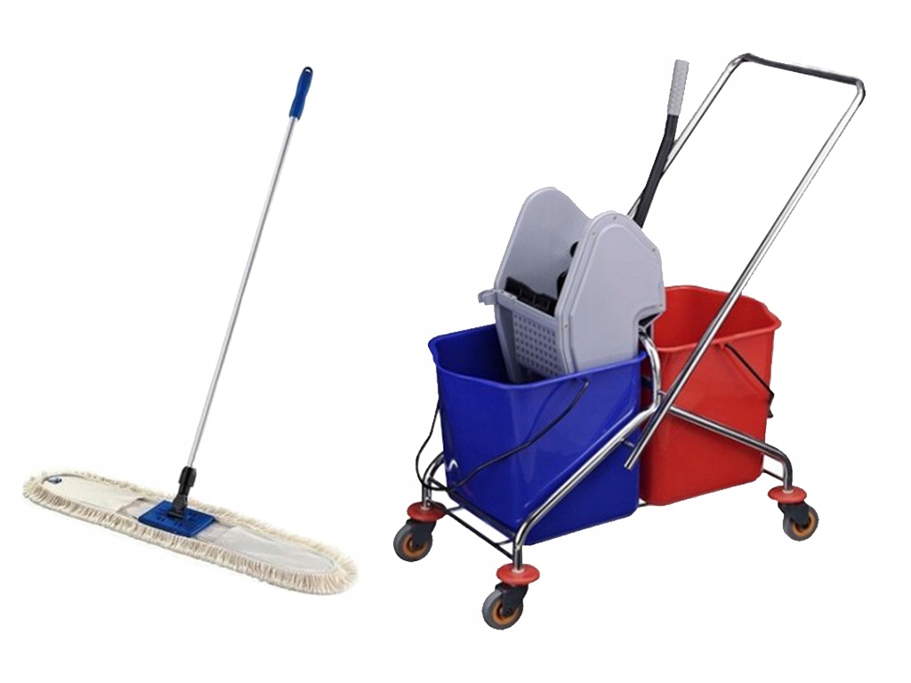 CHROME SET upratovací vozík 2x20l + mop 80 cm