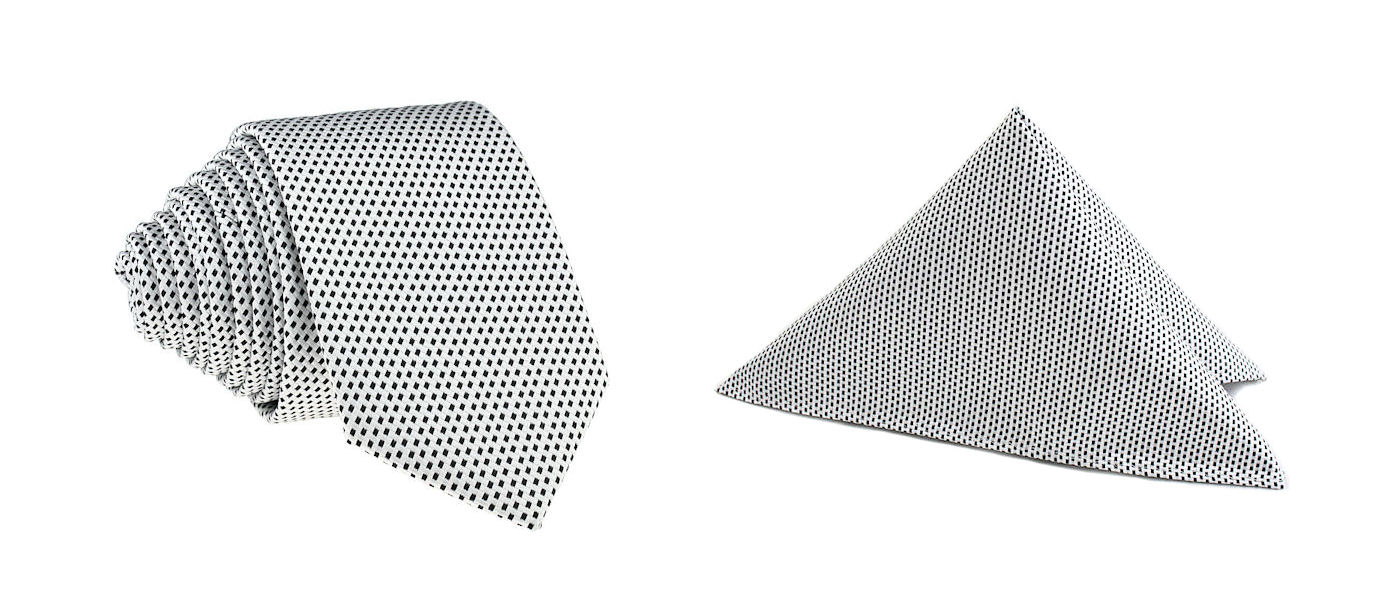 Úzka kravata Tissino Polyester Biela, čierna