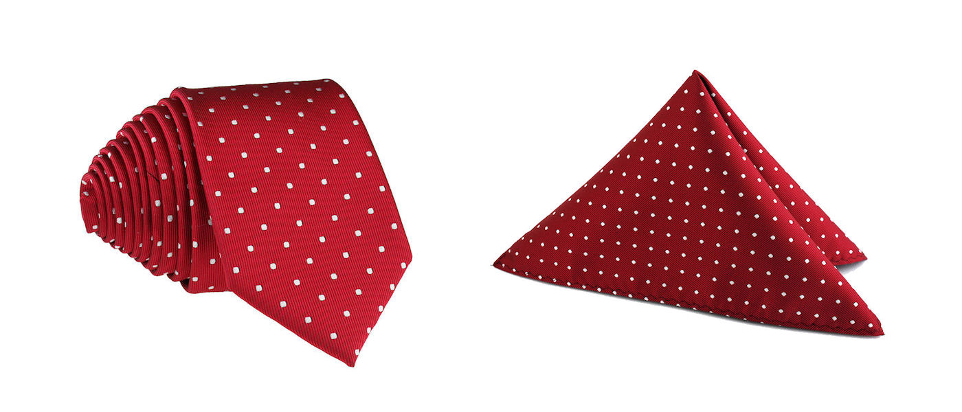 Úzka kravata Tissino Polyester Biela, červená