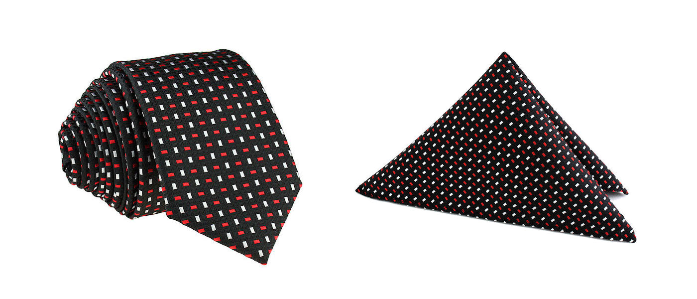 Úzka kravata Tissino Polyester Biela, čierna, červená