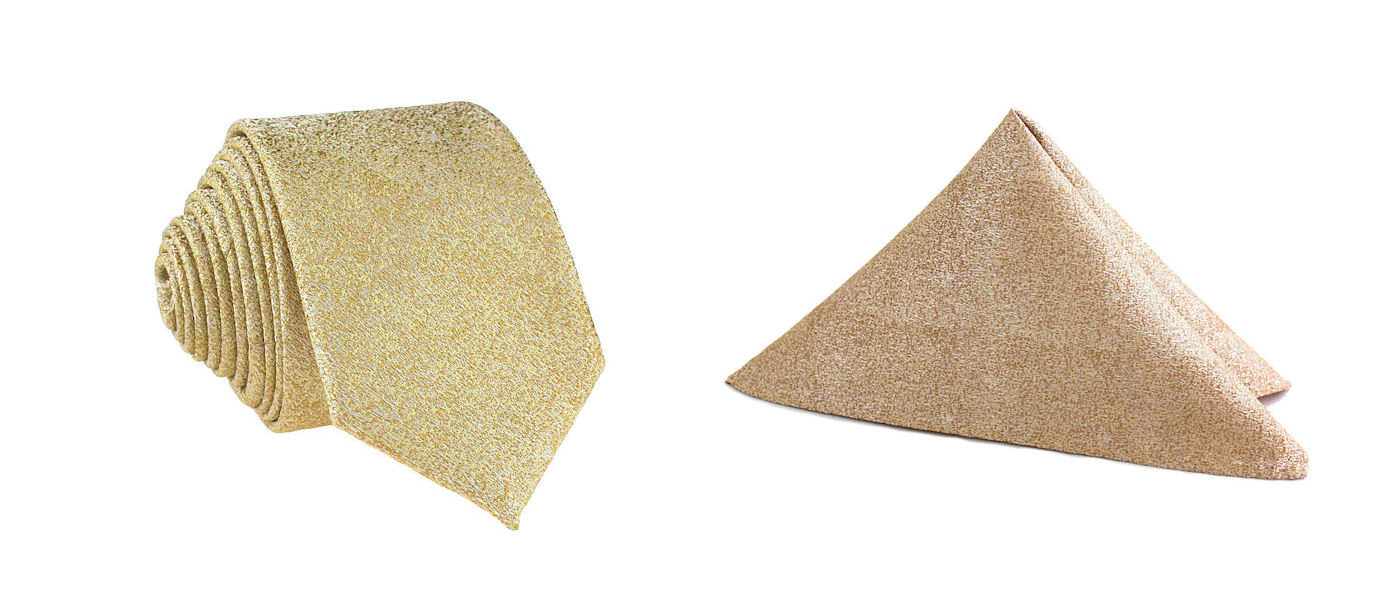 Úzka kravata Tissino Blage Polyester, ECRU, Khaki, Golden