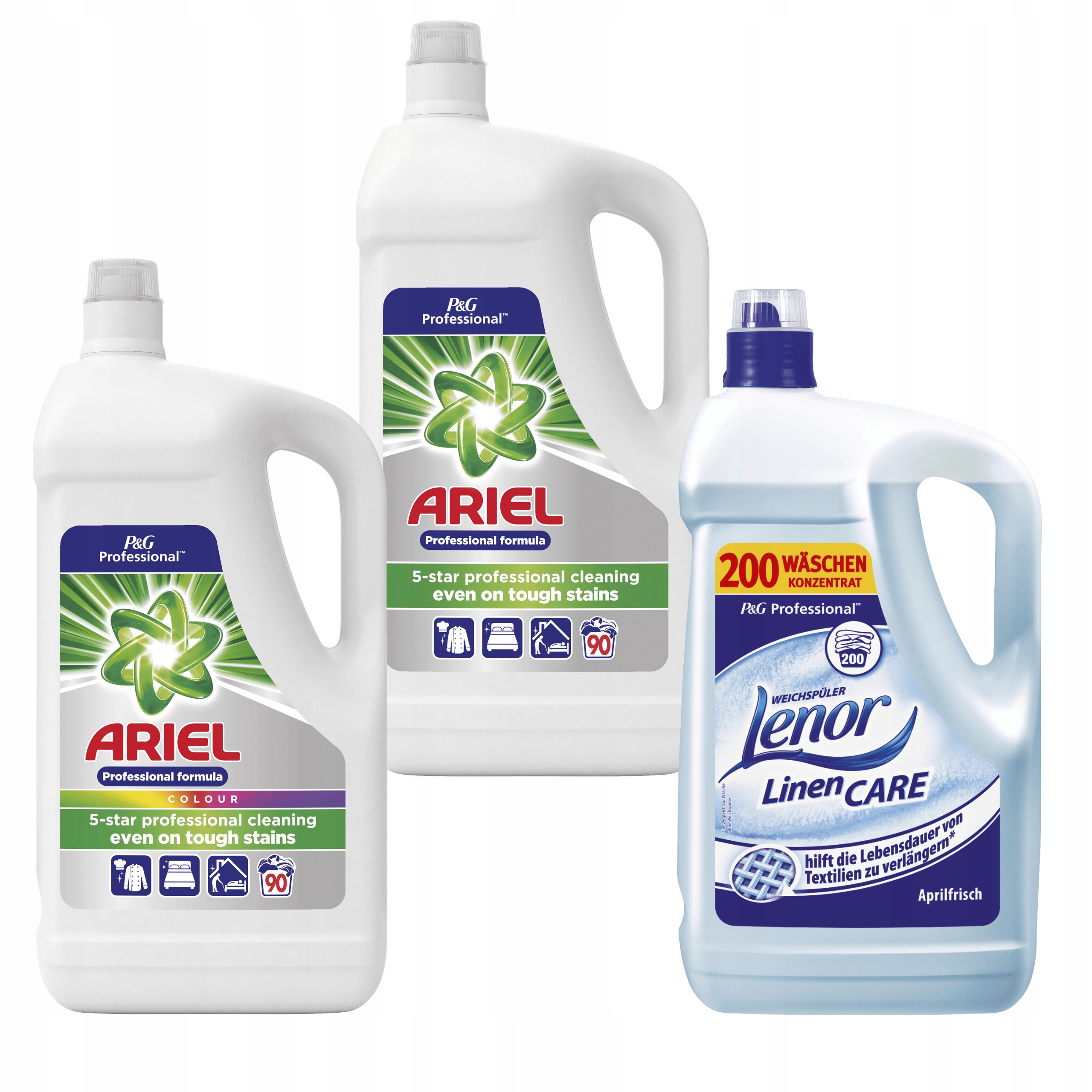 Prací gél - Umývanie súpravy Ariel Biela a farba + LENOR Spring