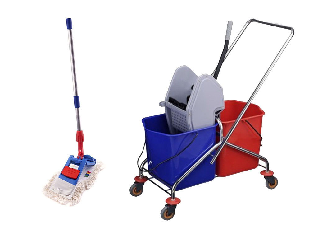 Čistiaci vozík set 2x20l Chrome + mop 40 cm