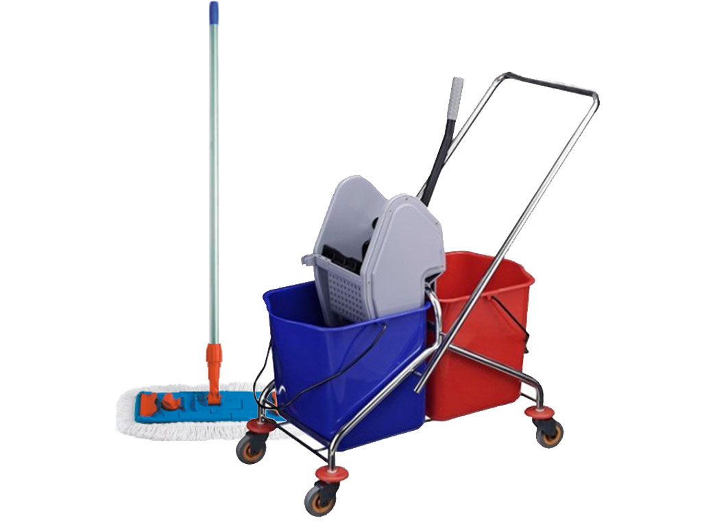 Čistiaci vozík set 2x20l Chrome + mop