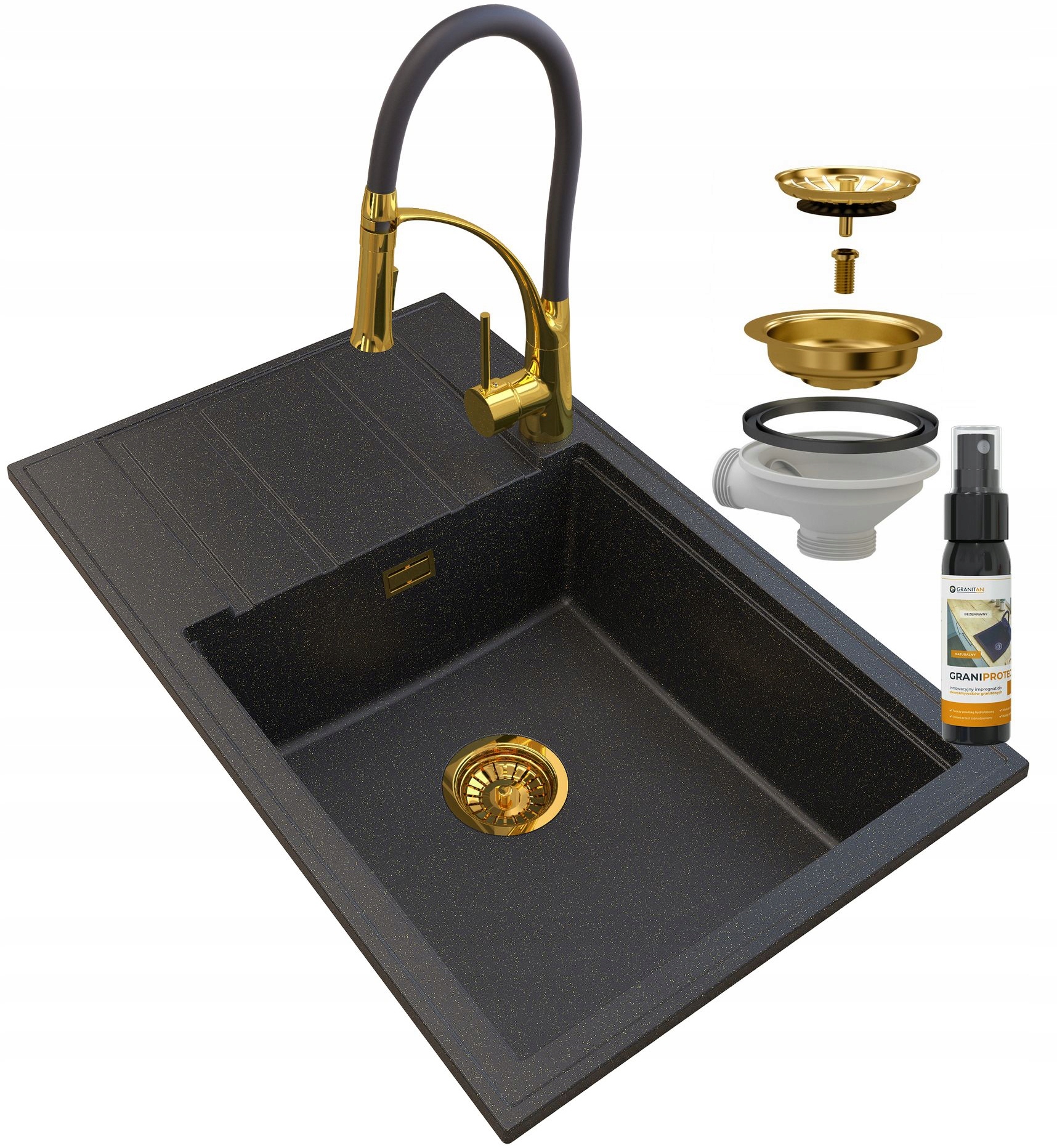 Kuchynská batéria - Gold Louis Granite Siph