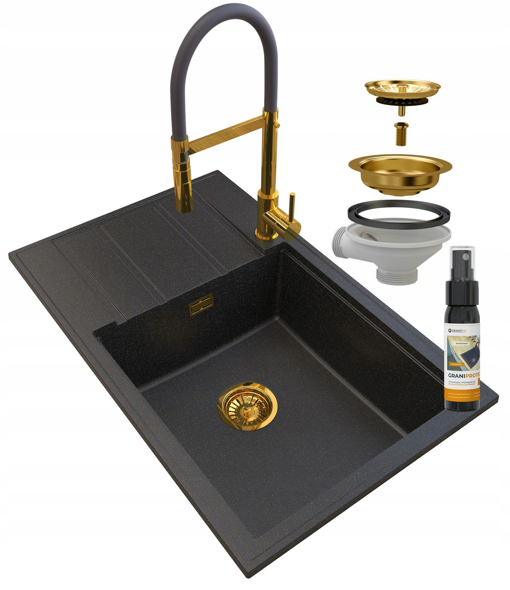 Kuchynská batéria - Zlatá žula umývadla Louis Golden Siphon