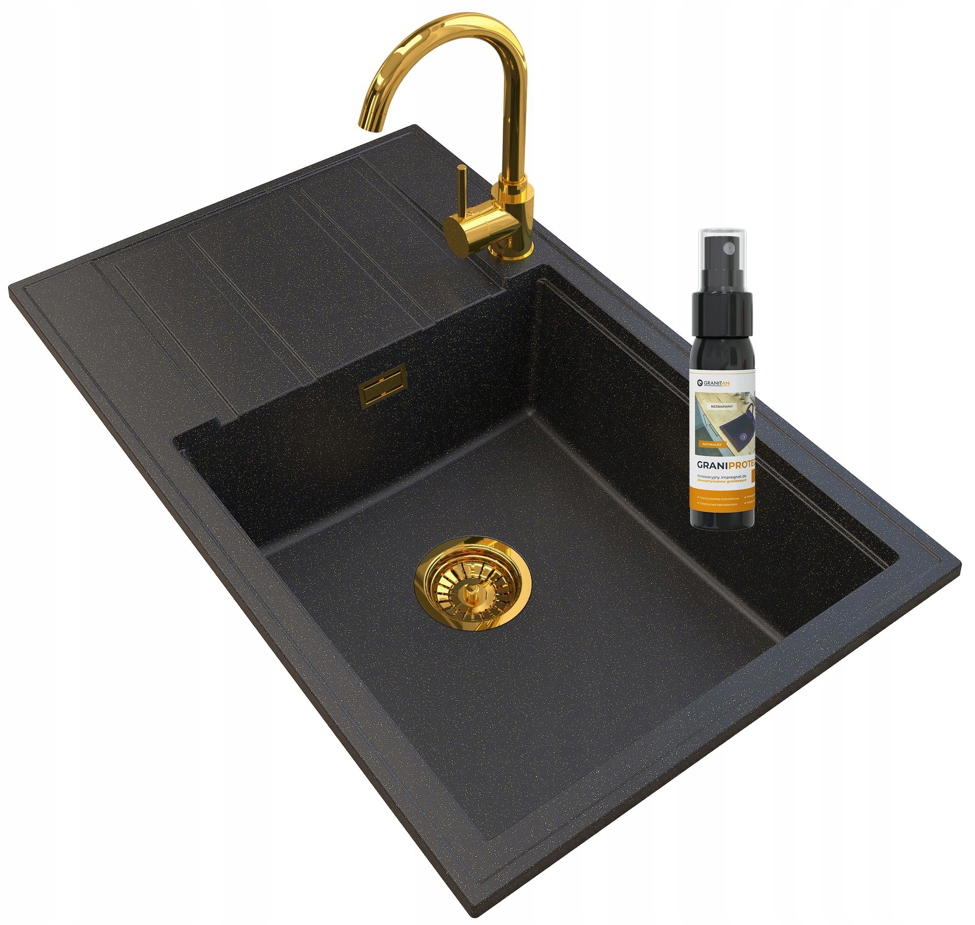 Kuchynská batéria - Louis Gold Granite Srephon Siphon Zlatá batéria