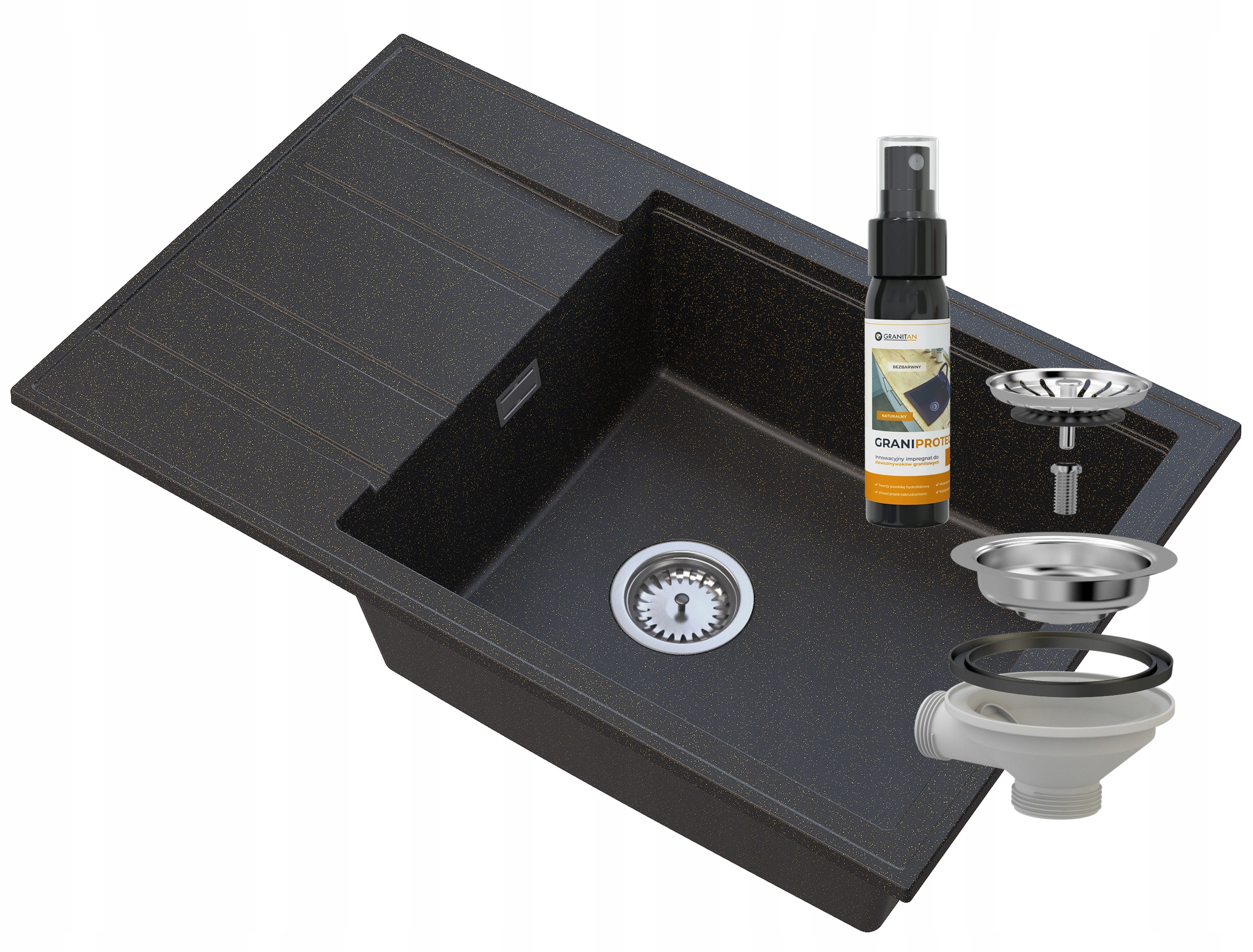 Kuchynská batéria - Louis Golden Granite Sink Chrome 1 km sifón