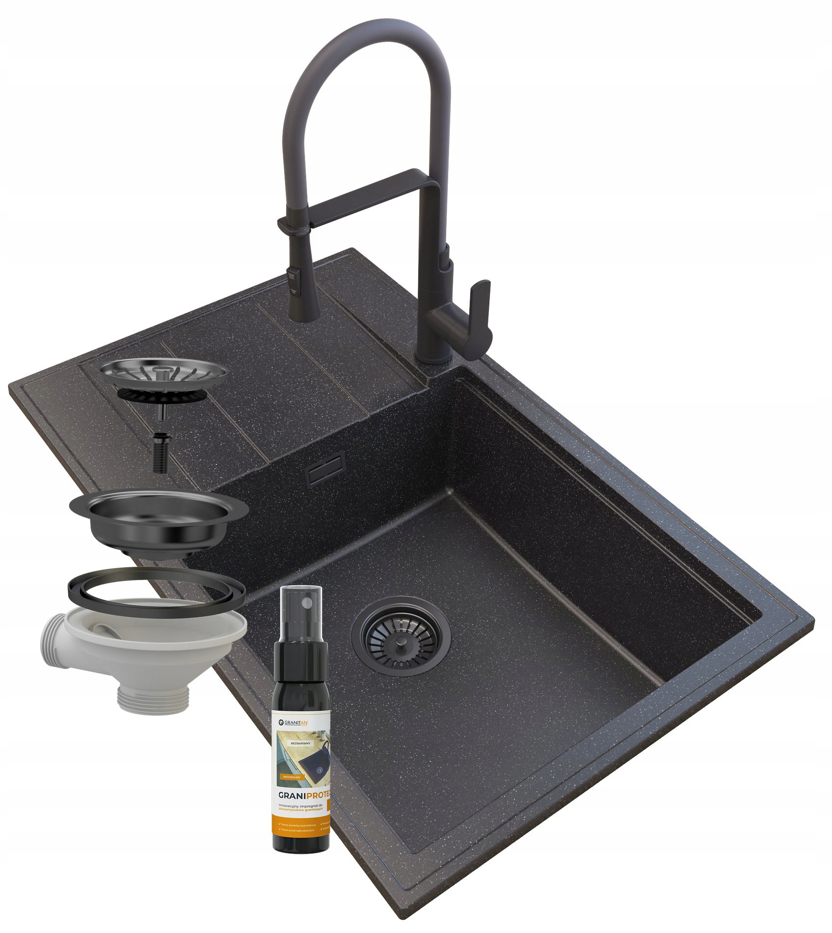 Kuchynská batéria - GRANITOVÝ DREZ SIPHON BAT VEGAS BLACK LOUIS GRANITE