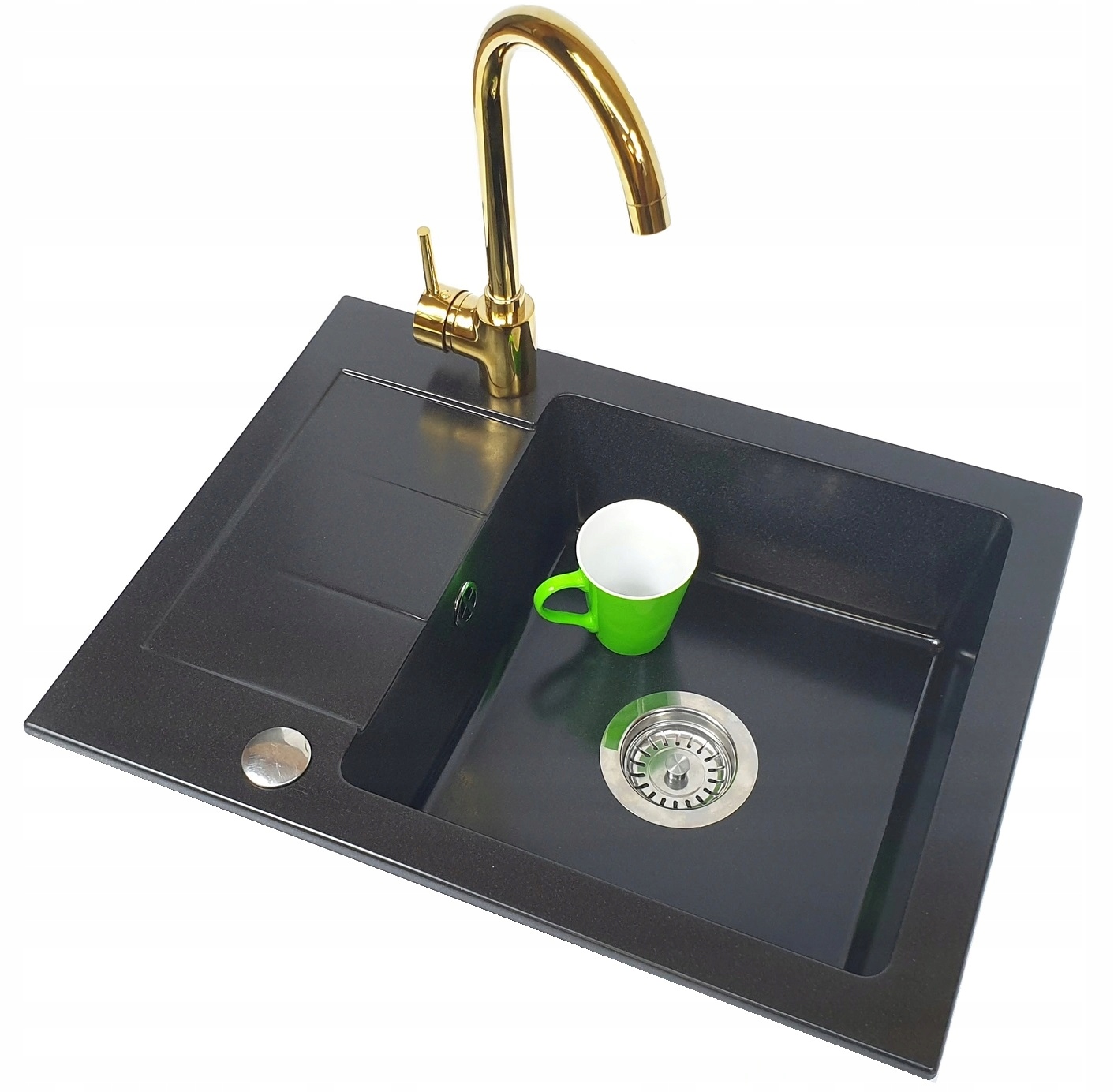 Kuchynská batéria - Single -Chamber Granite Sink + zlatá batéria
