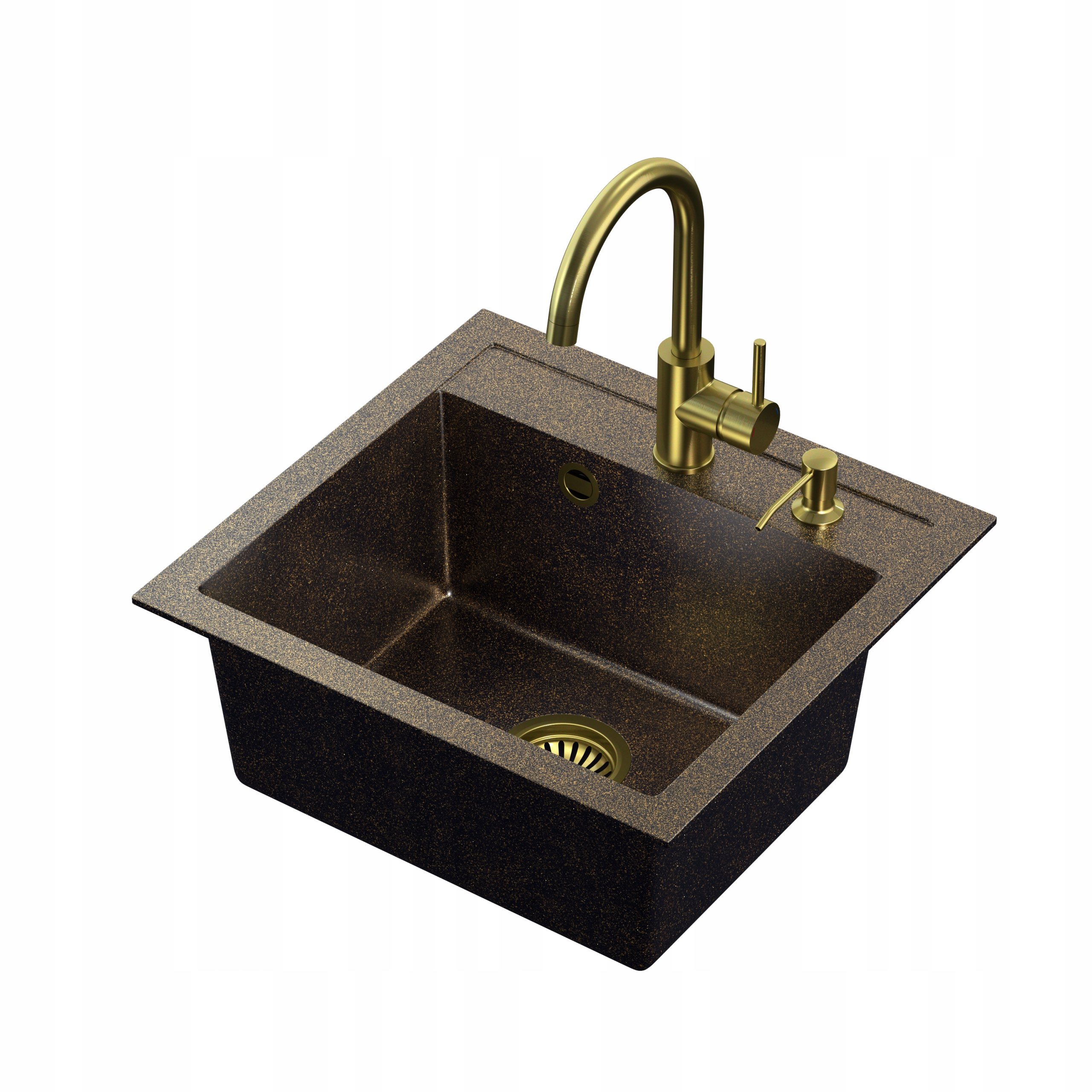 Kuchynská batéria - Johnny Sink 110 Zlatá batéria Naomi Siphon DispenSer
