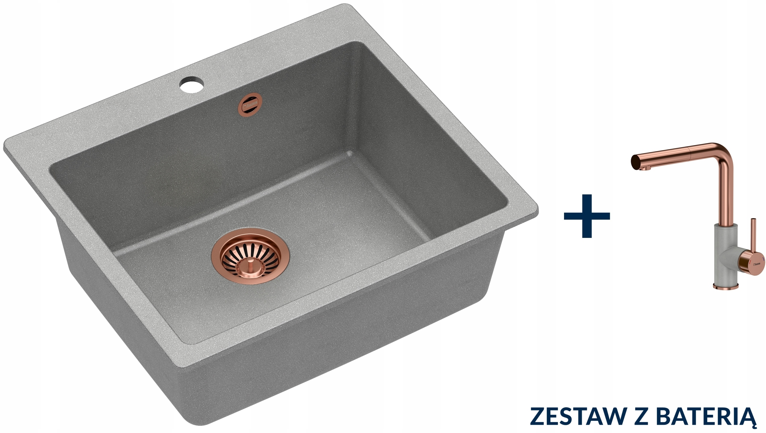 Kuchynská batéria - Sink Morgan 110 Gray Copper + Battery Angelina Wyc