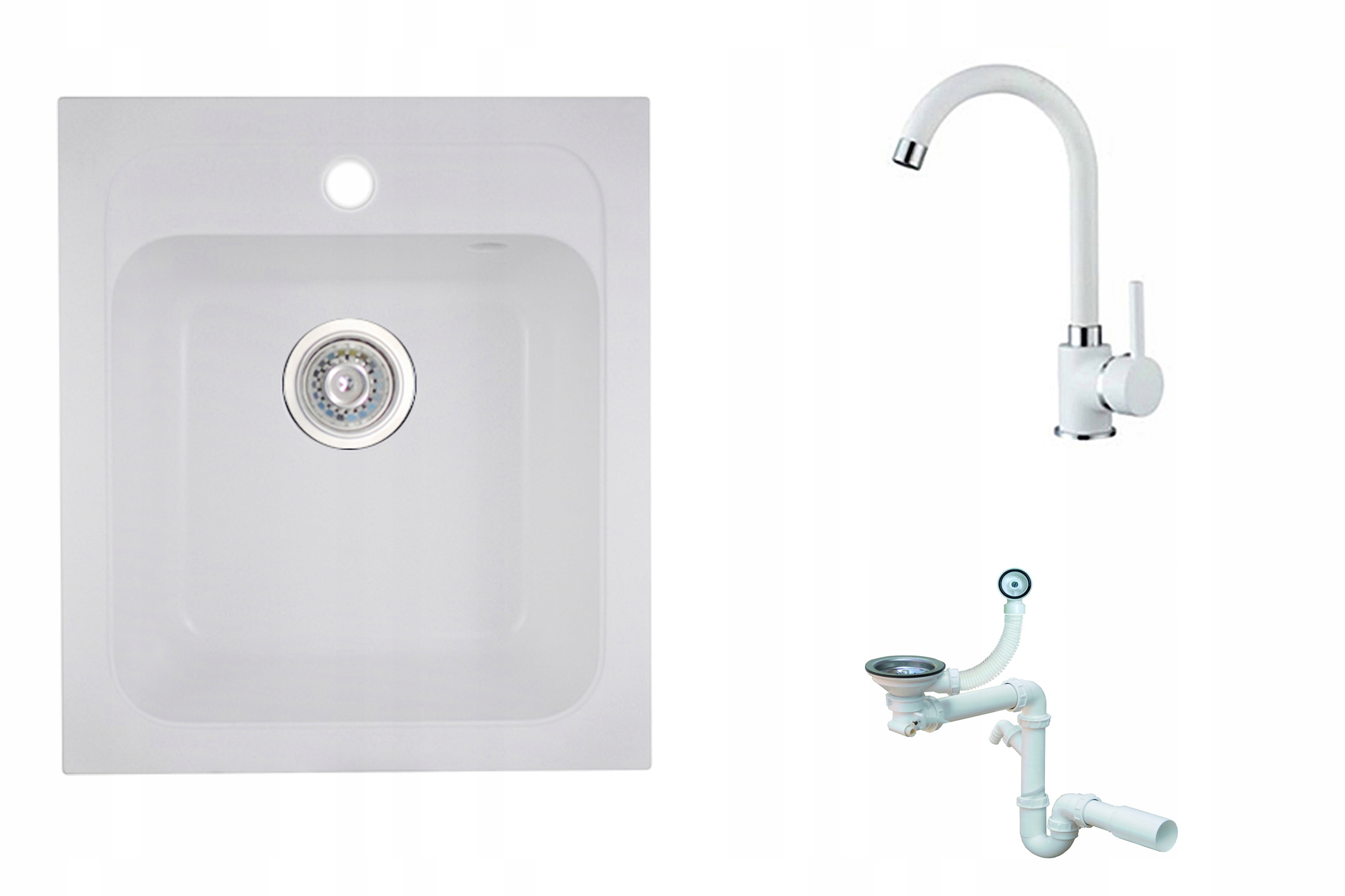 Kuchynská batéria - Bialy Granite Sink Wink + SIPHON BATTERSKÁ