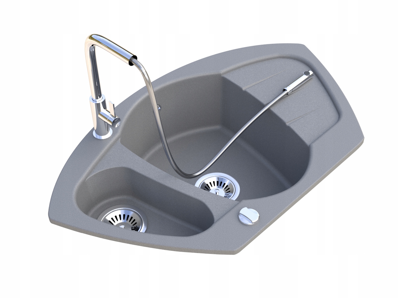 Kuchynská batéria - Sink rohového umývadla + batéria + sifón automatický
