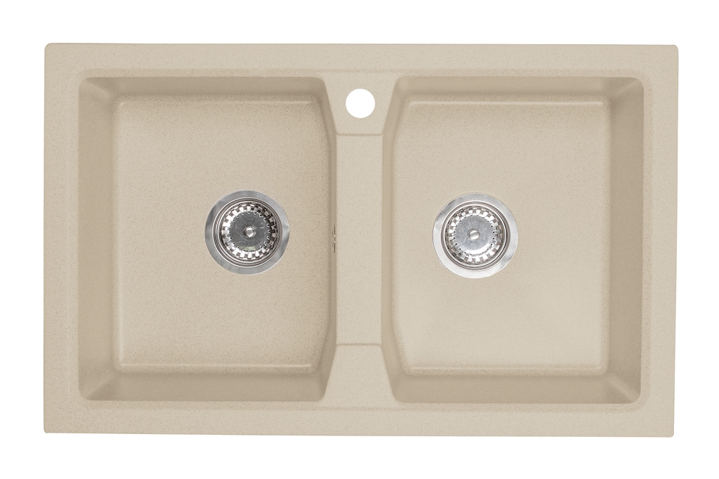 Kuchynská batéria - Dva -Chamber Granite Sink Bright Beige + SIPO