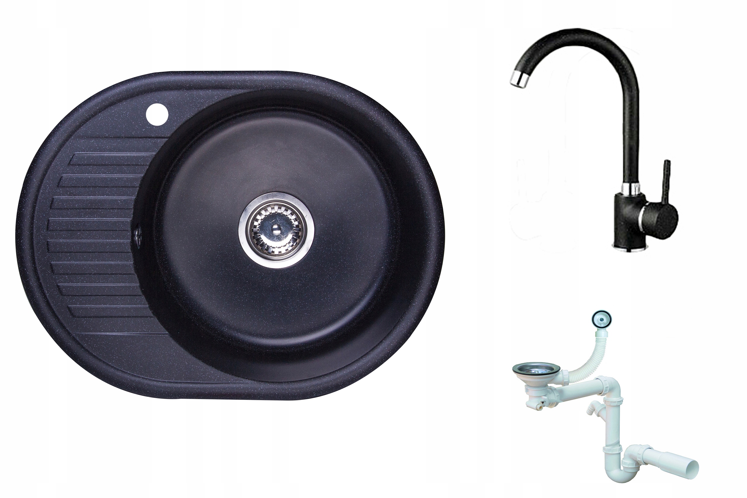 Kuchynská batéria - Single -Chamber Granite Sink Black n Hed