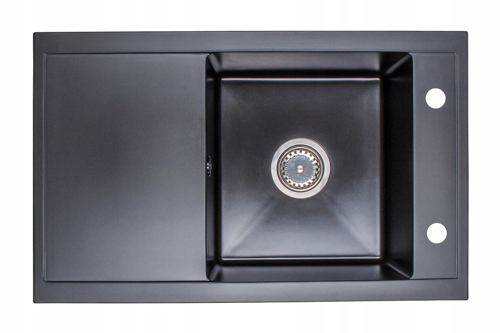 Kuchynská batéria - Single -Chamber Granite Sink Black + Siphon