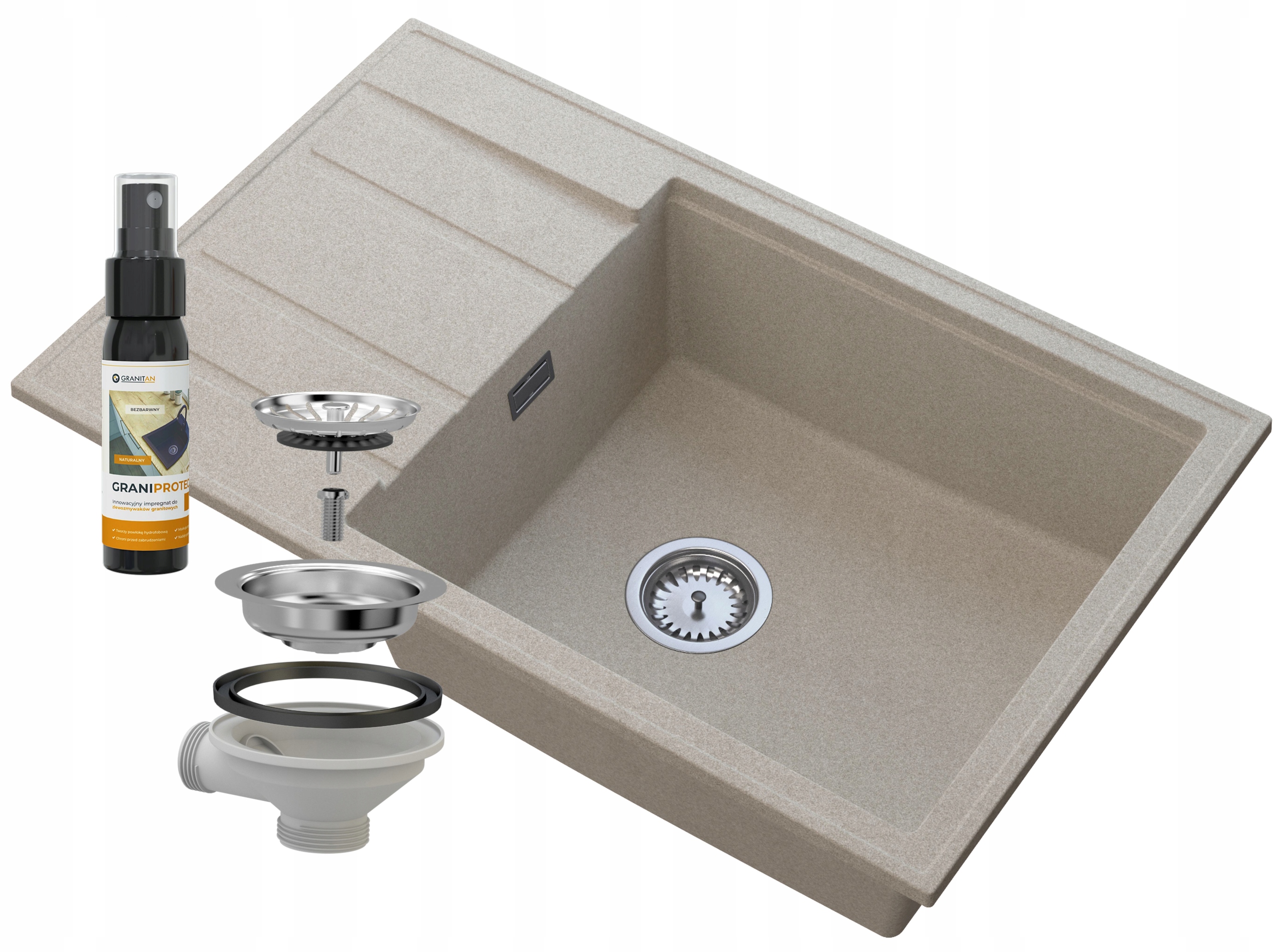 Kuchynská batéria - Louis Chromium Granite Sink 1 -Chromor Béžová
