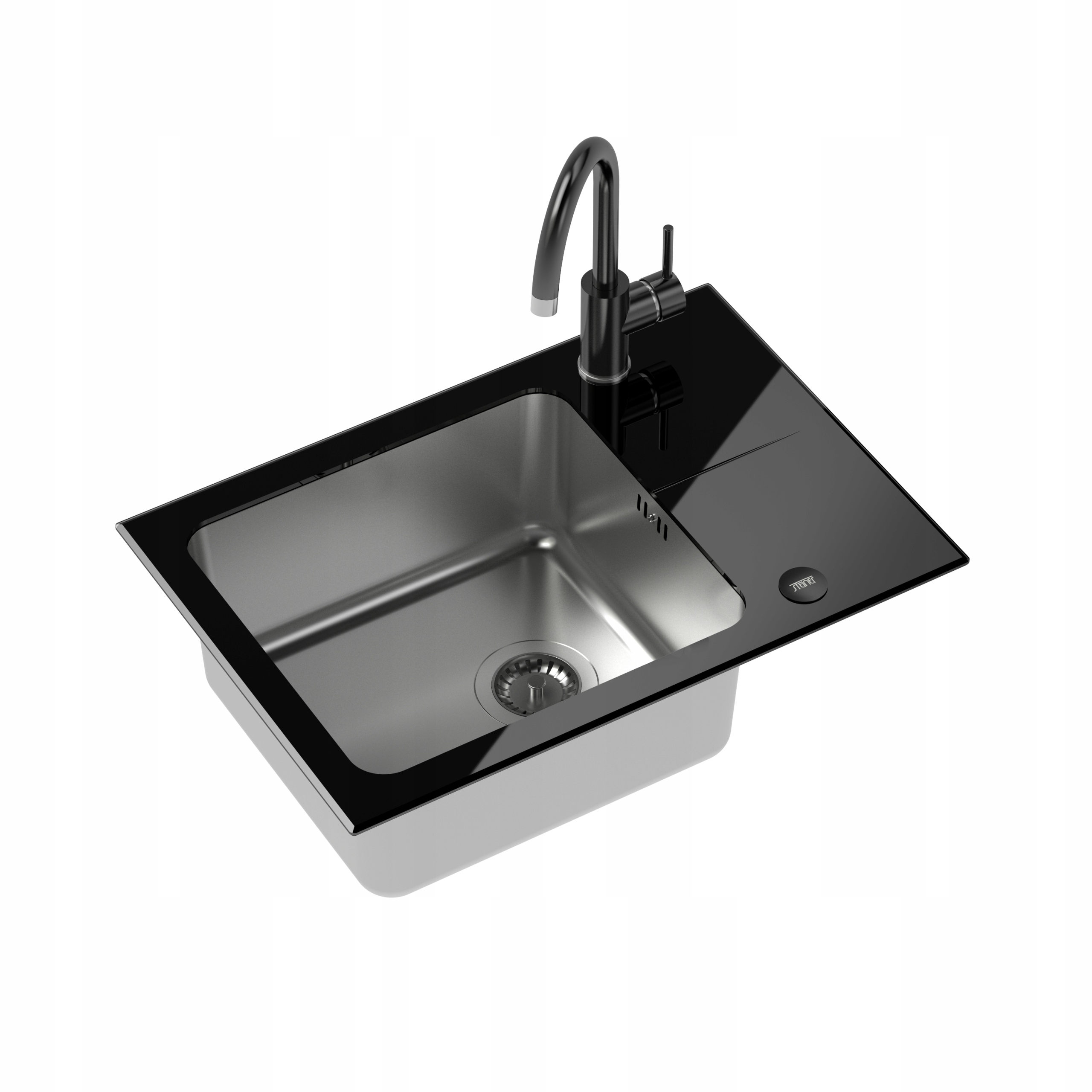 Kuchynská batéria - Hugh 116 Glass Wink Black + Batéria