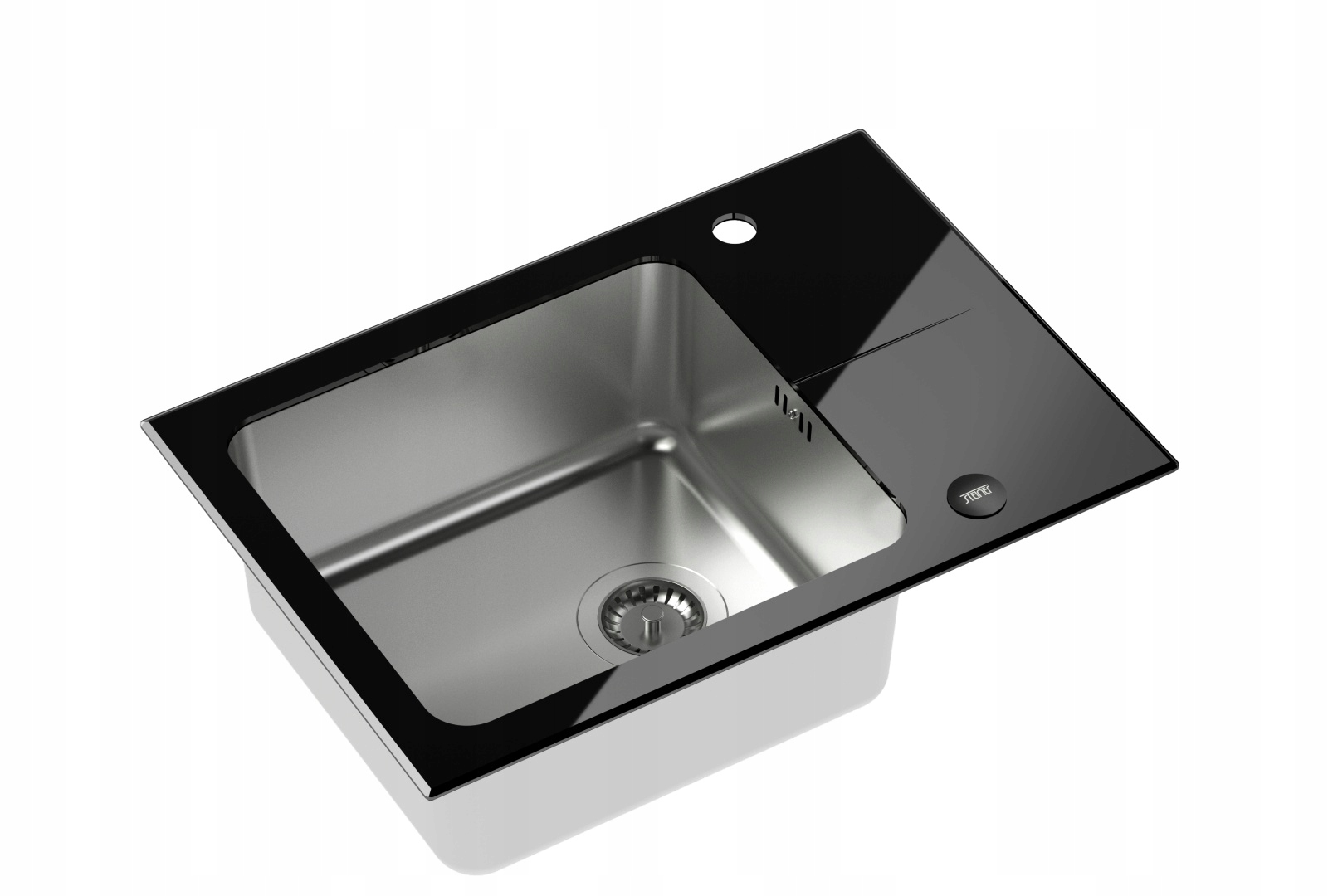 Kuchynská batéria - Glass Wink Hugh 116 Black +Quadron Siphon