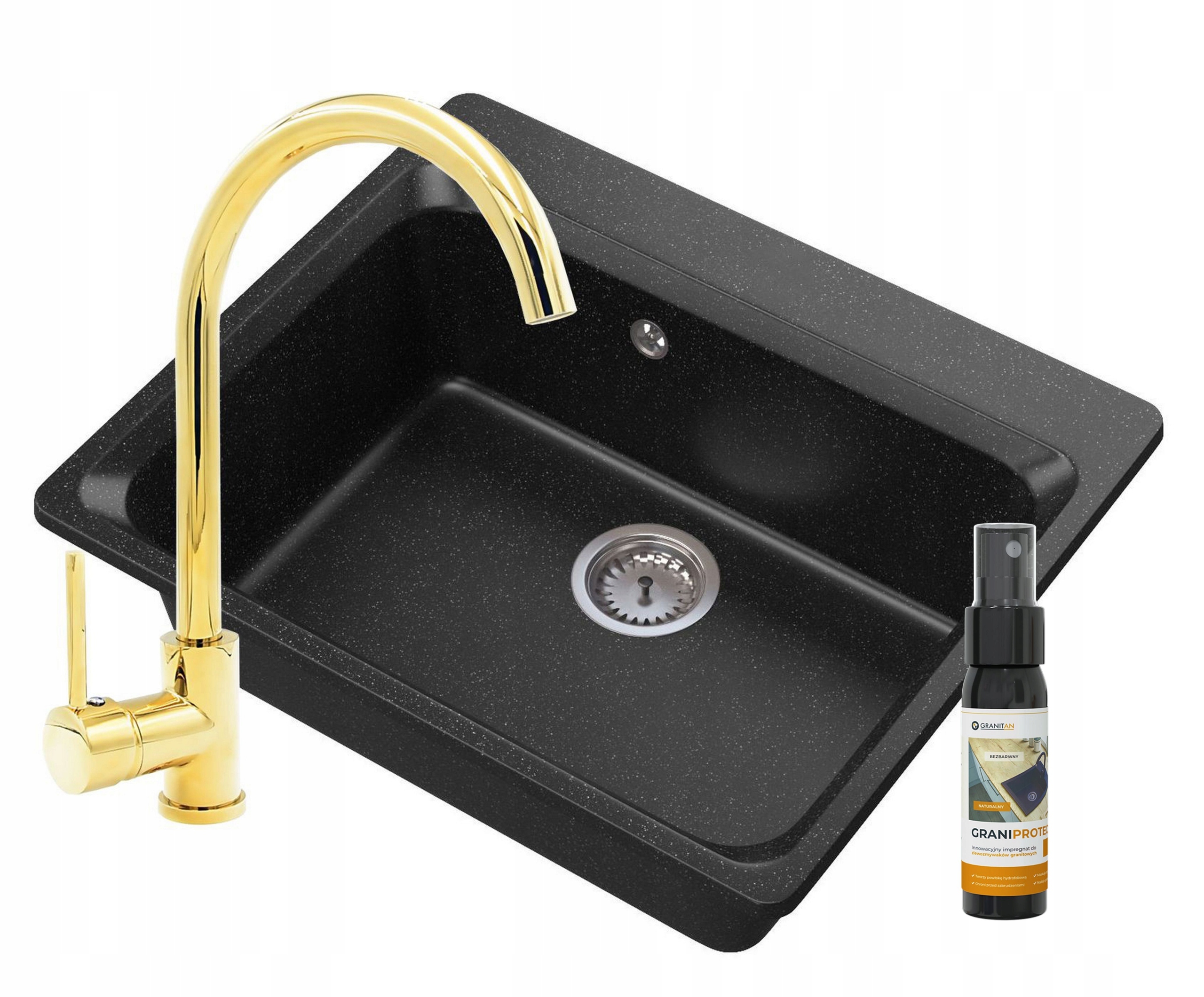 Kuchynská batéria - Sink z žulovej umývadla 20 cm +zlatá netopier