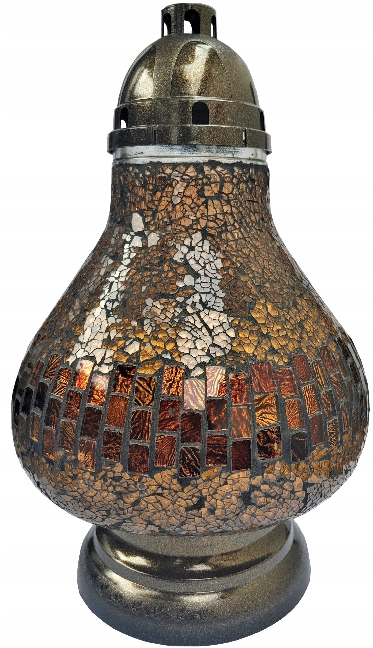 Svietnik, lampáš - Sviečka karafu s farebným skleneným mozaikom zlato 36 cm nová