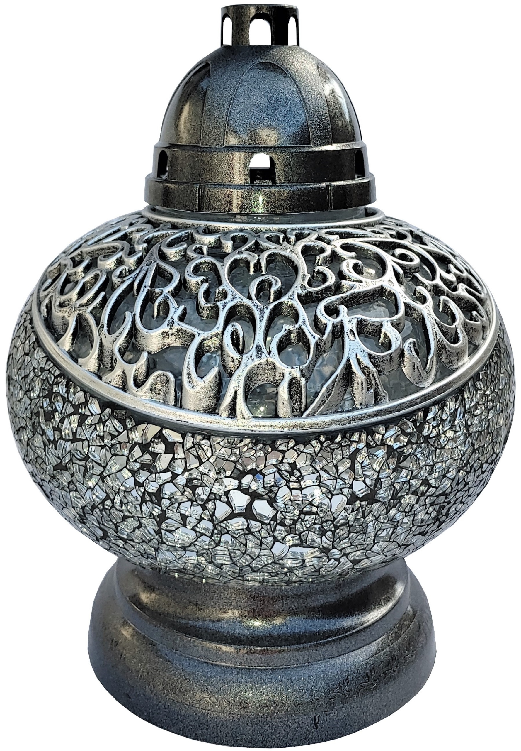 Svietnik, lampáš - CHALLENGE GULIČKOVÉ ZRKADLO MOZAIKA STRIEBORNÉ 30 CM