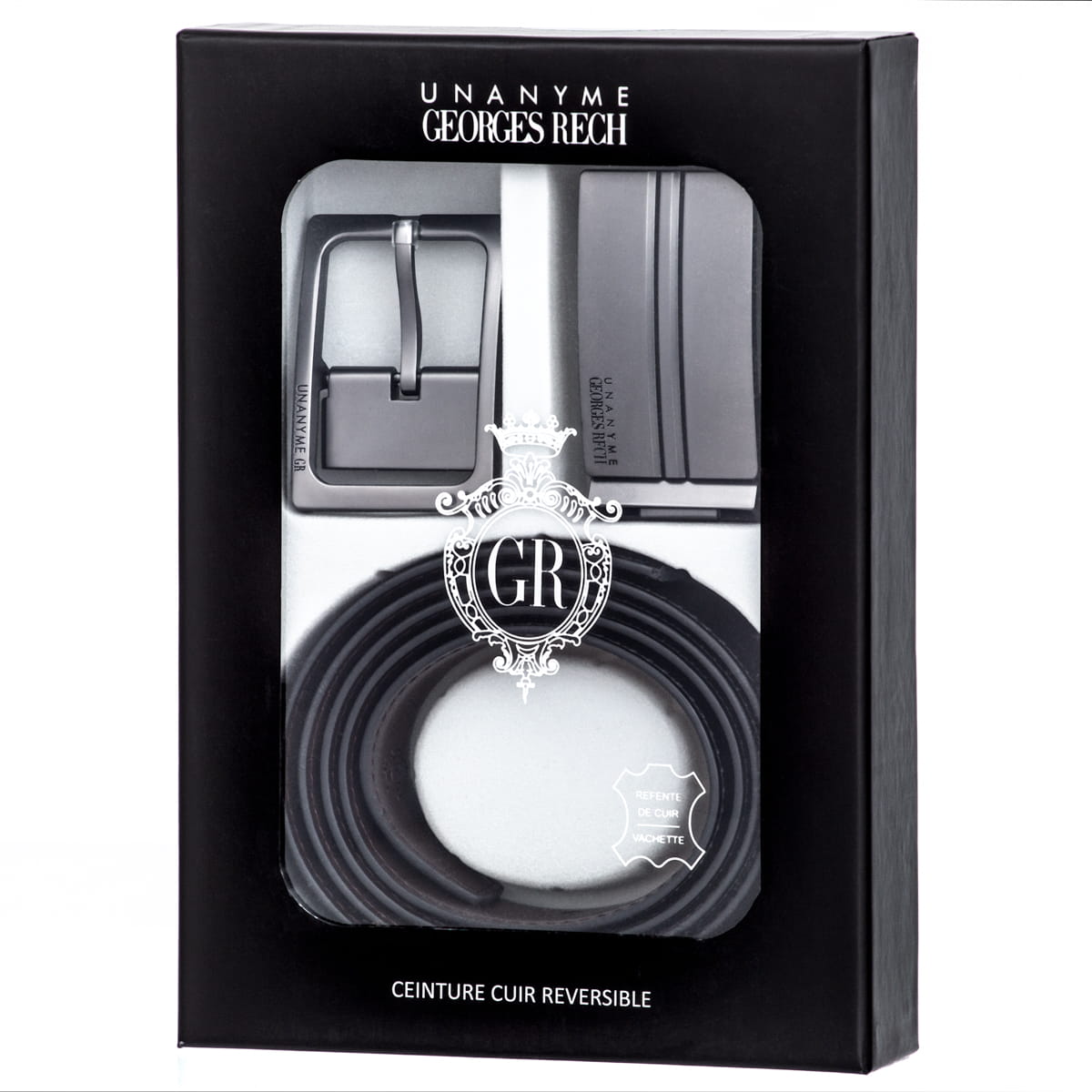 Opasok - Unaniee Georges Rech Brown Belt, čierny - mužský produkt