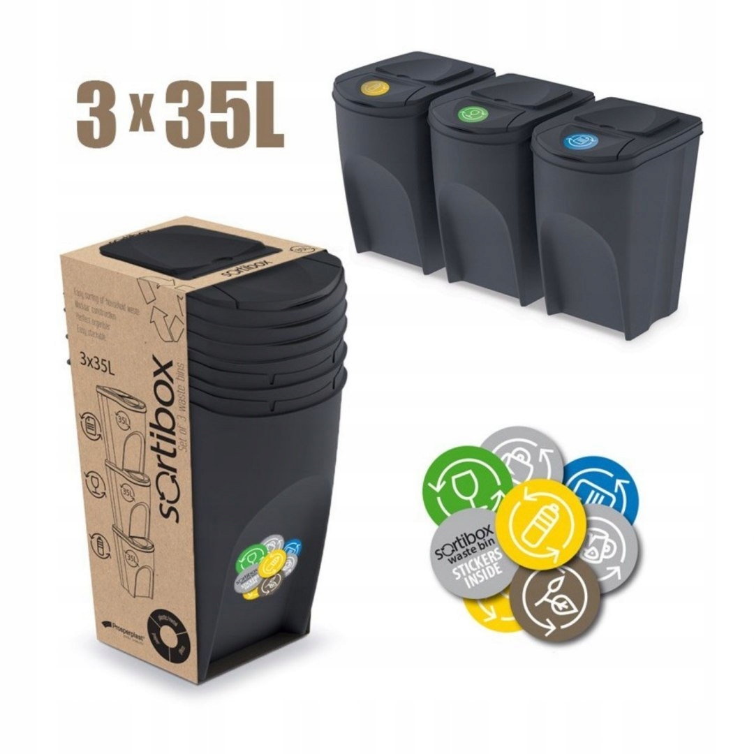 Sada košov pre segregáciu Sortibox 3x35l Anthracite
