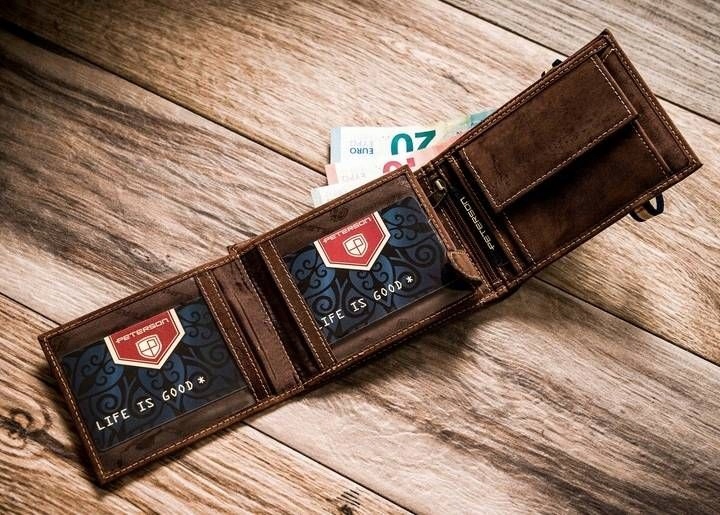 Peňaženka - Peterson Wallet Prírodná koža hnedá PTN ZM44 Brown - Pánsky produkt