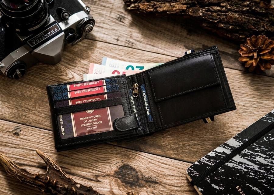 Peňaženka - Peterson Wallet Prírodná koža Čierna PTN ZM35 - Pánsky produkt