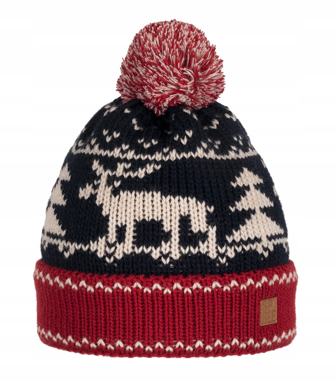 Zimná čiapka, Pompom -Red -Navy Blue -Spree