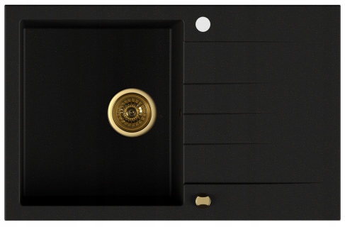 Kuchynská batéria - Kernau KGSV 45A 1B1D Deep Black + Gold Metallic drez