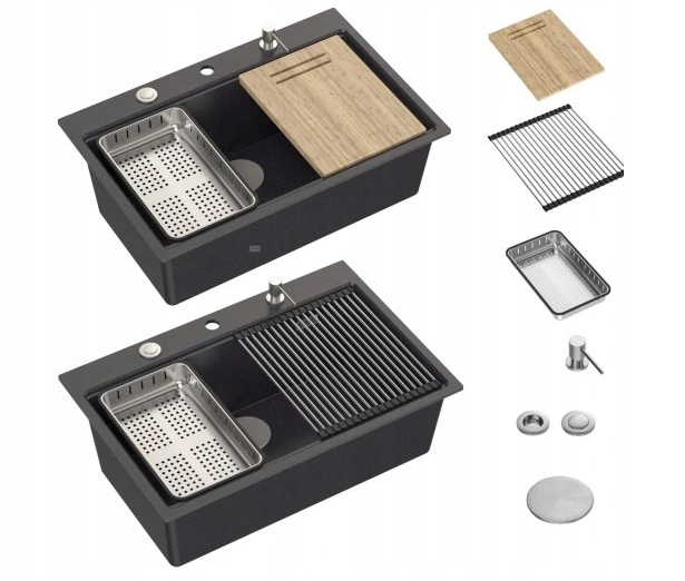 Kuchynská batéria - Quadron Benedikt Onyx Sink 76x50 kuchynská súprava