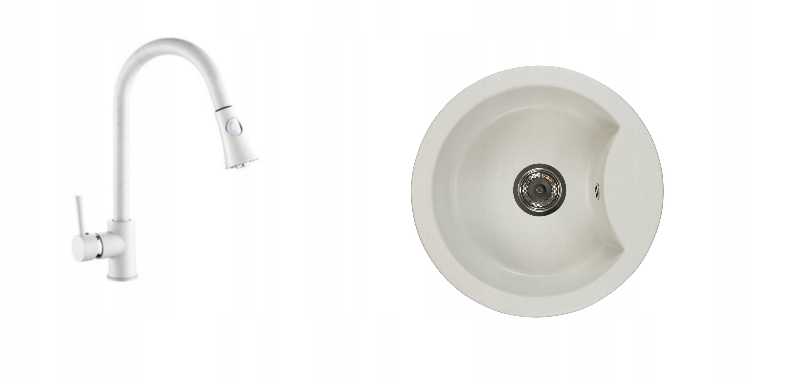 Kuchynská batéria - Single -Chamber Round Granite Sink +batéria