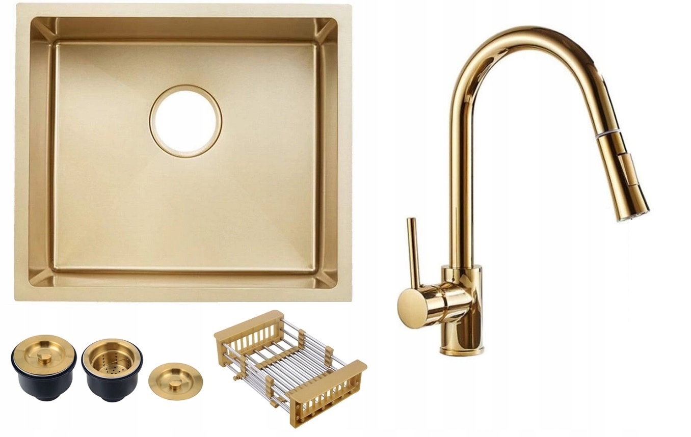 Kuchynská batéria - Zasunutie zlata Quadro Gold Wink + leštenie batérie