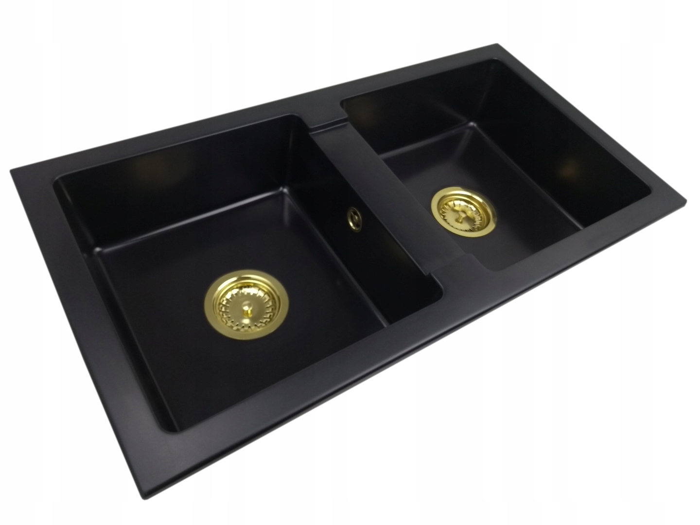 Kuchynská batéria - Nina Black Granite Sink Bale+zlatý sifón