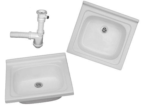 Kuchynská batéria - Sink 52x47 cm Single -Chamber White + Siphon