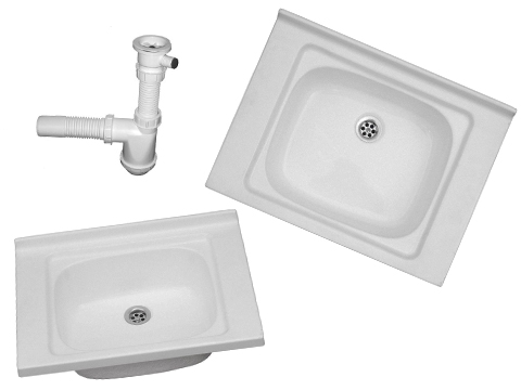 Kuchynská batéria - Sink 60x45 cm Single -Chamber White + Siphon