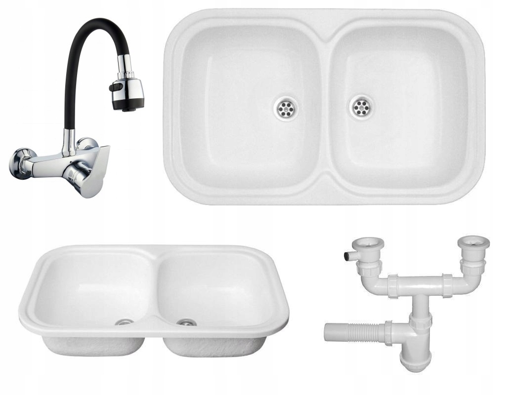 Kuchynská batéria - Sink 79x48 Two -Chamber + batéria + sifón