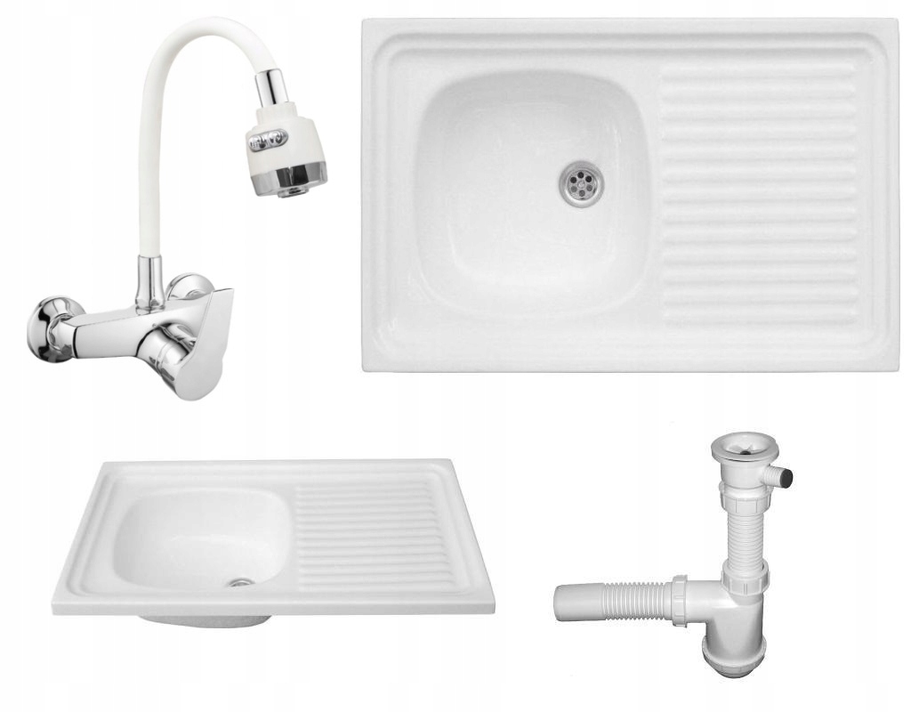 Kuchynská batéria - 80x50 Single -Chamber Sink + batéria + sifón