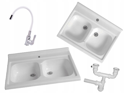 Kuchynská batéria - Sonk 80x60 Biela kohútik Flex Syphone Batéria