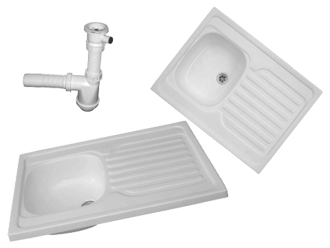 Kuchynská batéria - Sink 80x60 cm biely odtok + sifón