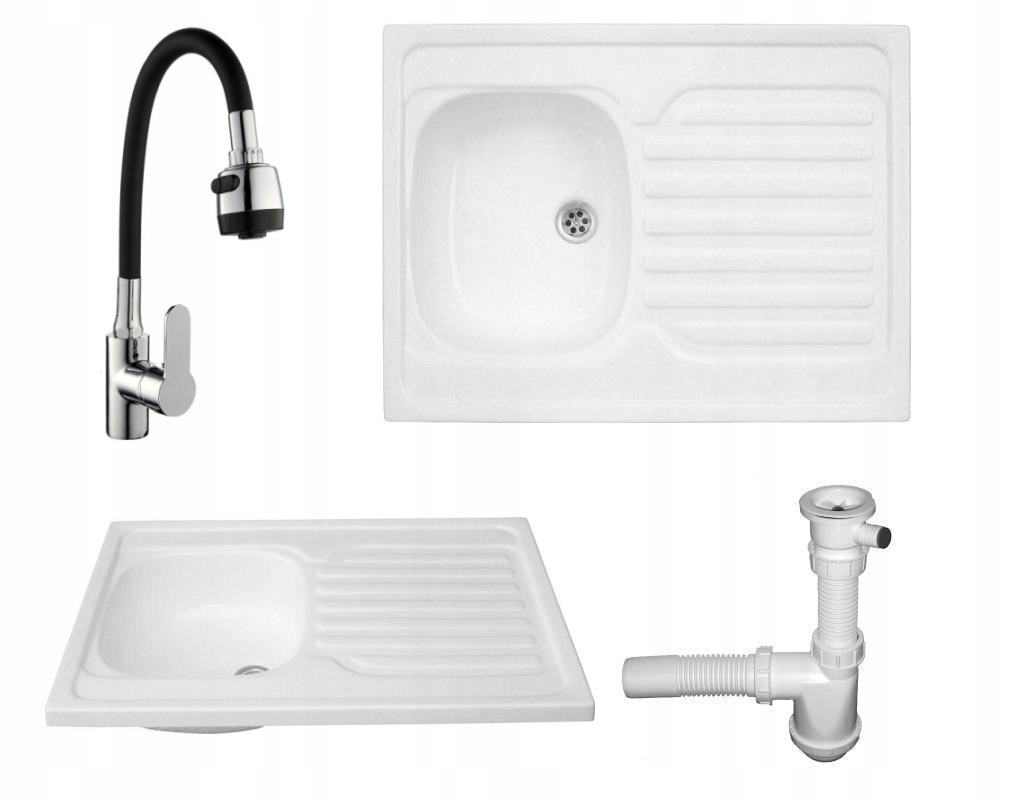 Kuchynská batéria - 80x60 Single -Chamber Sink + batéria + sifón
