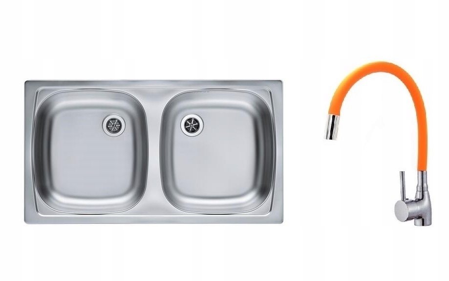 Kuchynská batéria - Two -Chamber Linen Sink + Orange Battery