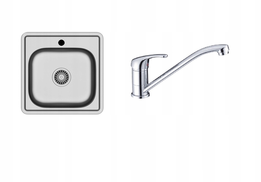 Kuchynská batéria - Single -Chamber Sink + Chrome Kitchen Battery