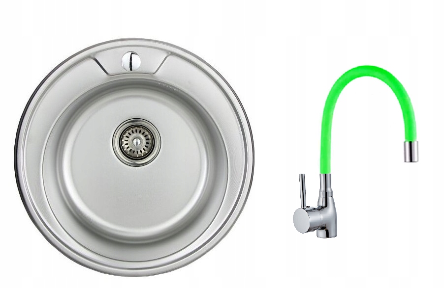 Kuchynská batéria - Single -Chamber Sink Round +Green Battery