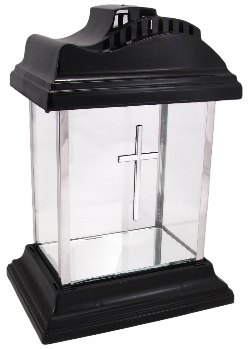 Svietnik, lampáš - Sviečkové sklenené lampy s čiernym krížom