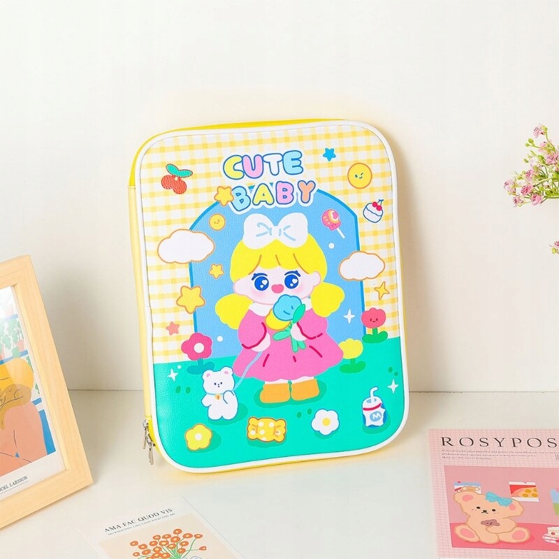 Žltá koreanová karikatúra laptop faux koža